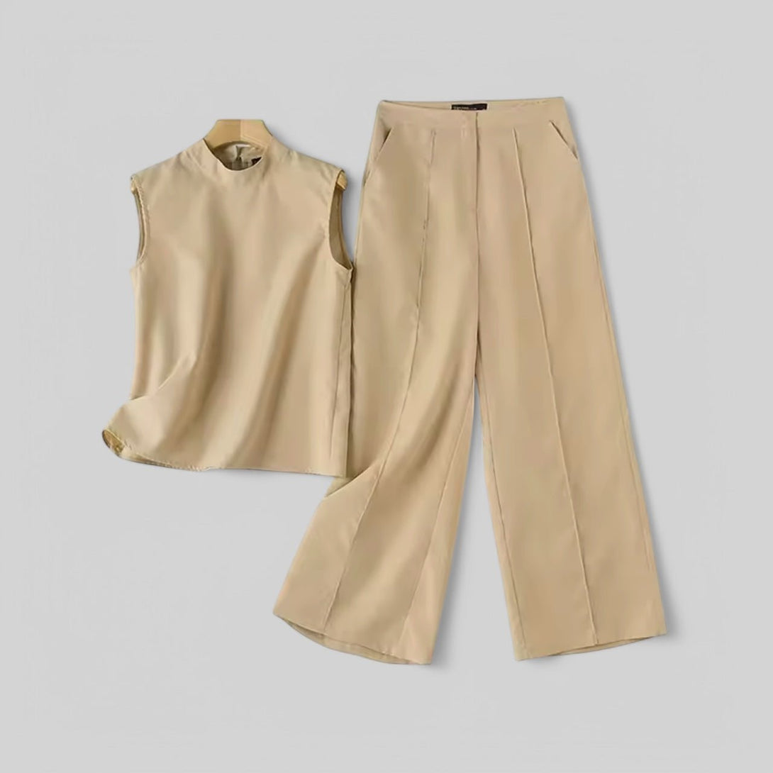 Elegant Chic Women's 2 Pieces Sets Wide Leg Pants and Tank Top - Zucchero Essentials