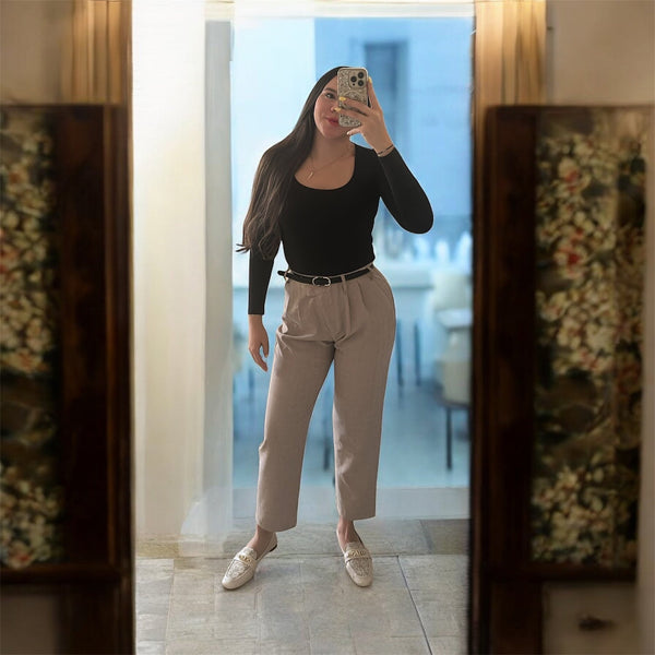 WOMEN'S BUTTON CLOSURE POCHETS STRIPES CONTRAST PANTS - Zucchero Essentials