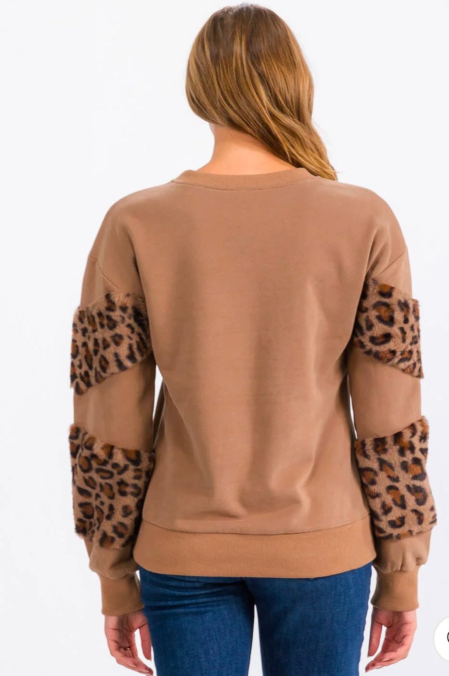 Women's Long Sleeve Fuzzy Animal Print Detailed Pullover Sweater - Zucchero Essentials